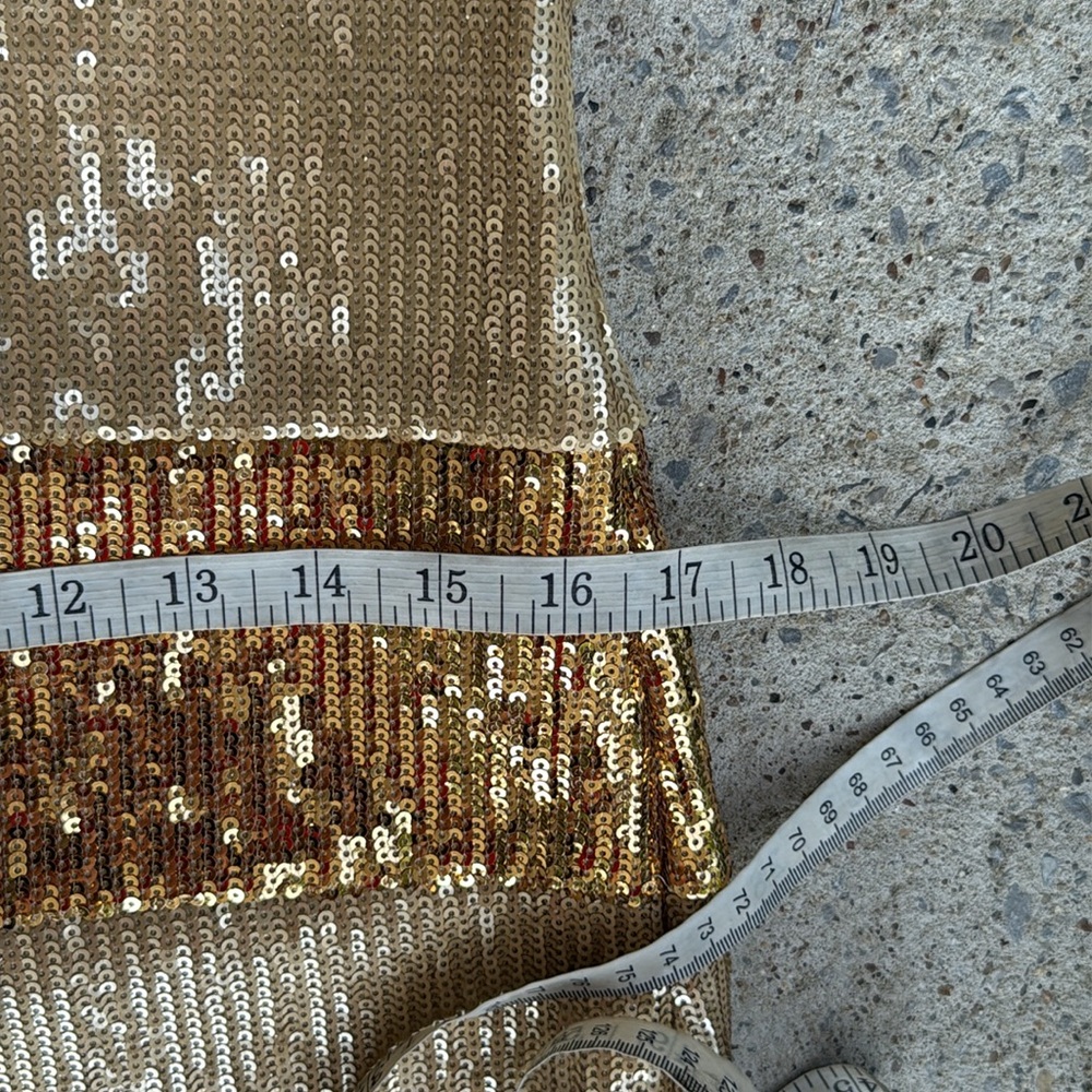 Anthropologie Corey Lynn Calter Gold Sequin Short Sleeve Sheath Dress Size 2 - Picture 12 of 15